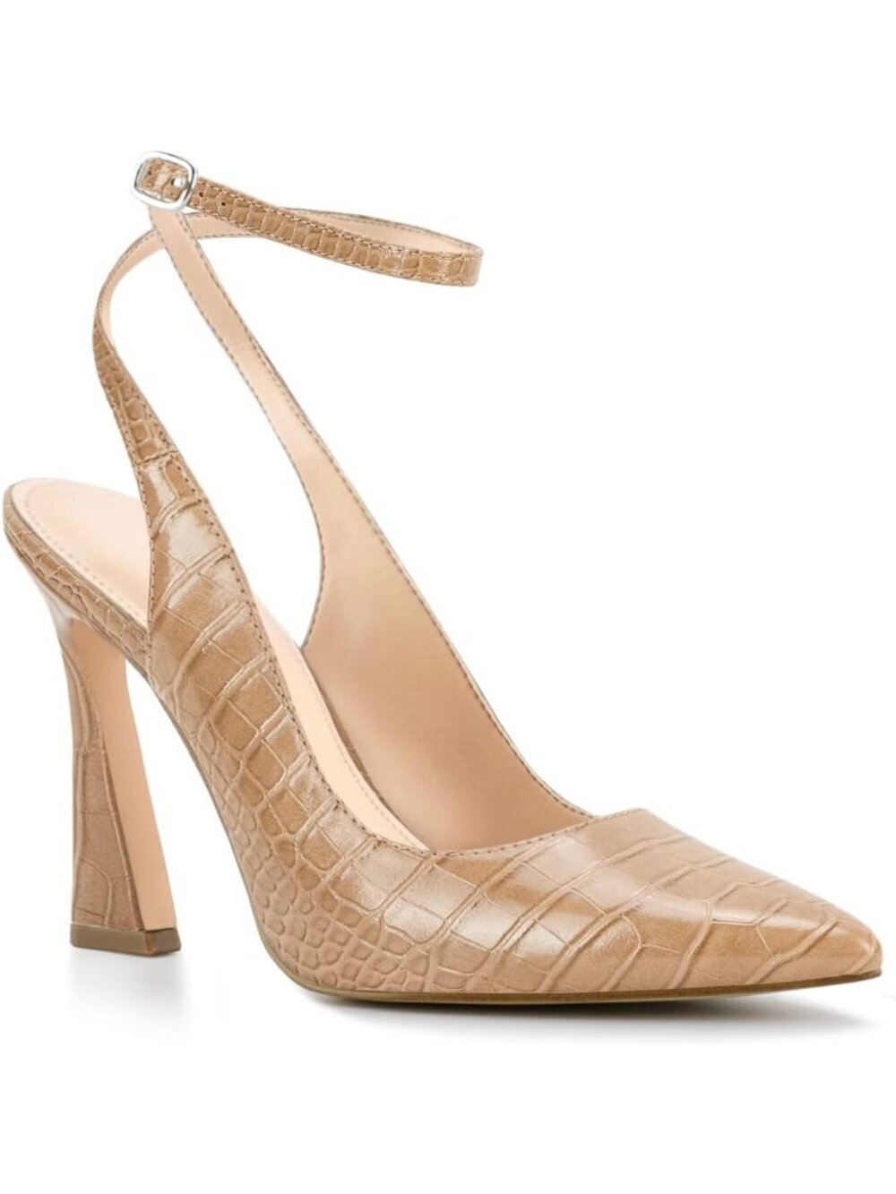 Women's Khaki Strap Heels Pointed Toe Pumps Shoes Slingback Wedding Dress Shoes